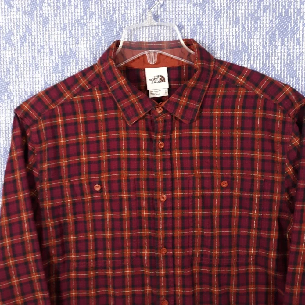 The North Face Arroyo Flannel Shirt Mens XL Plaid Outdoor Hiking Brown Purple